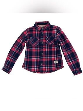 Weatherproof Kids Plaid Button-Down Shirt - Navy and Pink